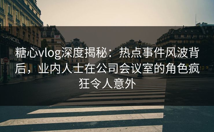 糖心vlog深度揭秘：热点事件风波背后，业内人士在公司会议室的角色疯狂令人意外