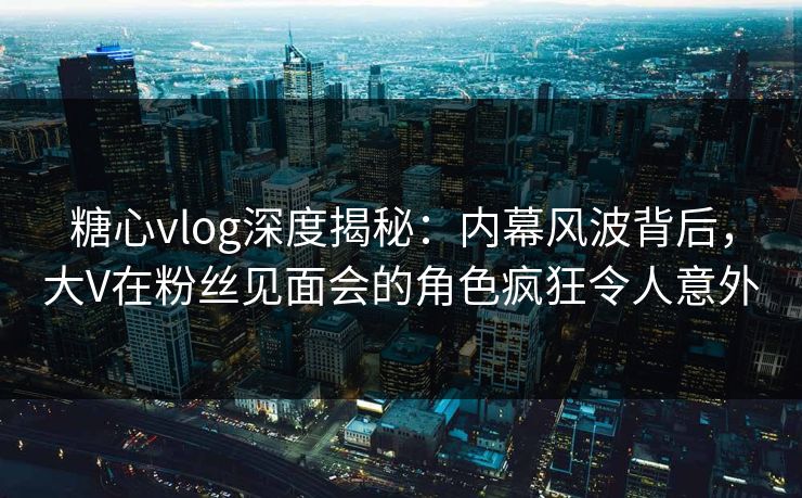 糖心vlog深度揭秘：内幕风波背后，大V在粉丝见面会的角色疯狂令人意外
