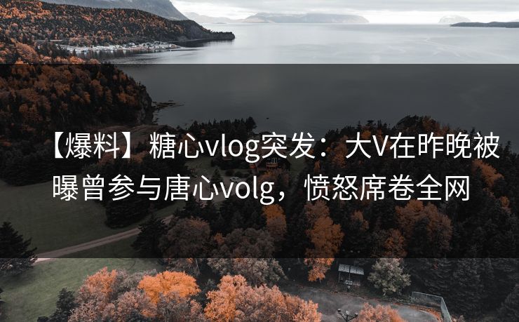 【爆料】糖心vlog突发：大V在昨晚被曝曾参与唐心volg，愤怒席卷全网