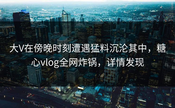 大V在傍晚时刻遭遇猛料沉沦其中，糖心vlog全网炸锅，详情发现